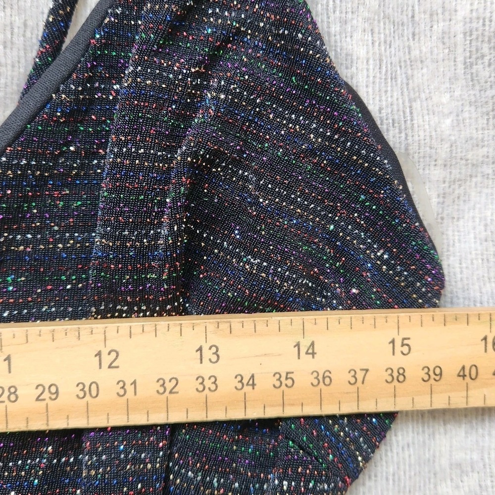 VTG Sabora Choker Dress Y2K 90's Bodycon Size M Black Multicolor Glitter Stretch - Picture 7 of 9